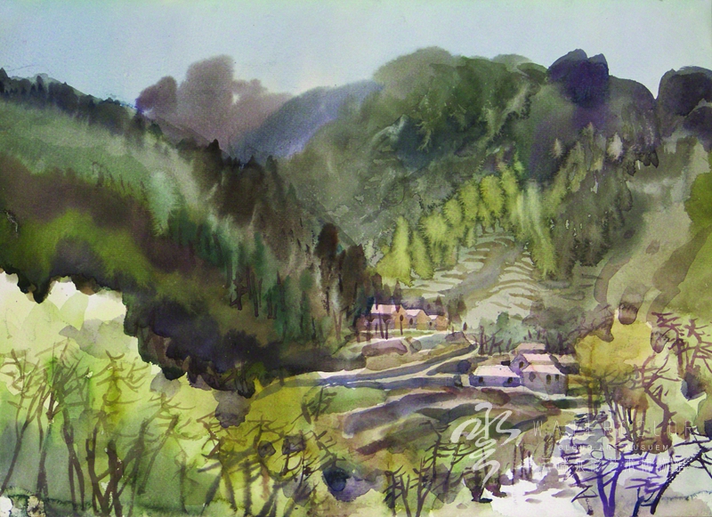 温宝耀 《春满九水》 38*55cm 1998年